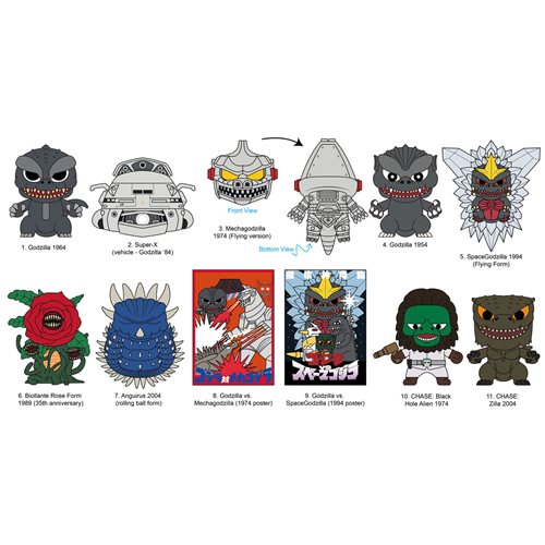 Godzilla Series 6 3D Foam Bag Clip Random 6-Pack