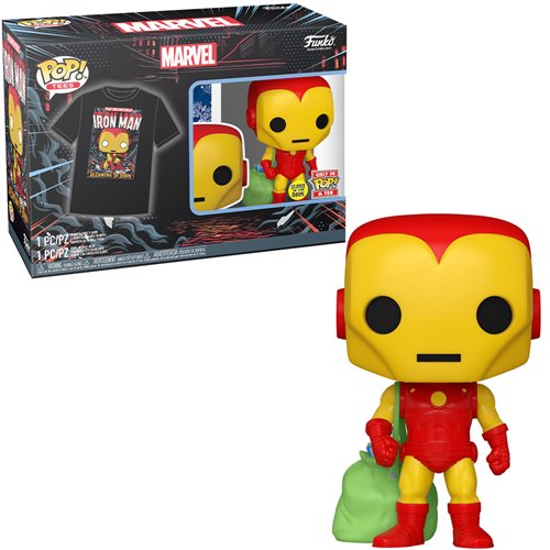 Marvel Holiday Iron Man Glow-in-the-Dark Funko Pop! Vinyl Figure #1282 and Adult Funko Pop! T-Shirt 2-Pack