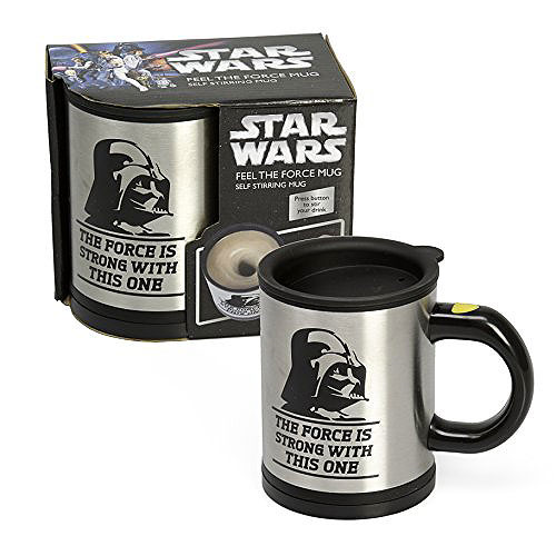  YODA Stir With The Force You Must - Self-Stirring Mug -  Stainless Steel with Lid - Requires 2AAA Batteries.- Star Wars Inspired -  Giftable Packaging 12ounce : Home & Kitchen