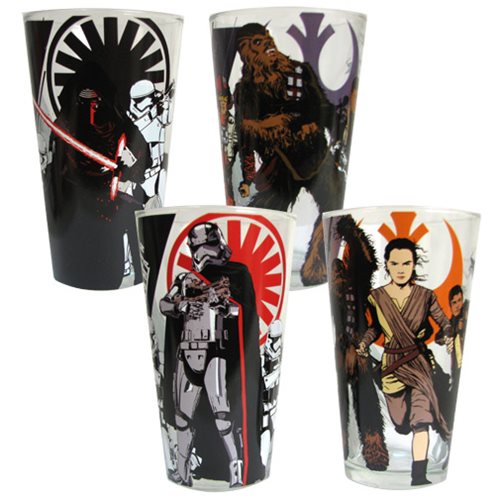 Star Wars Pint 16 Oz. Drinking Glasses set of 4 Various Characters