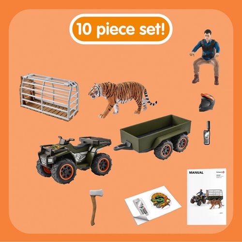 Wild Life Quad Bike with Trailer and Ranger Playset