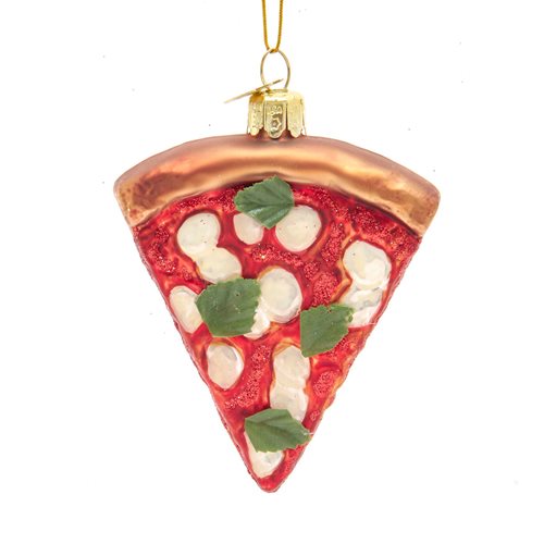 Margherita Pizza Slice 4 1/2-Inch Glass Ornament