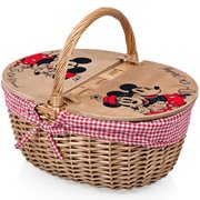 Mickey Mouse and Minnie Mouse Red and White Gingham Pattern Country Picnic Basket