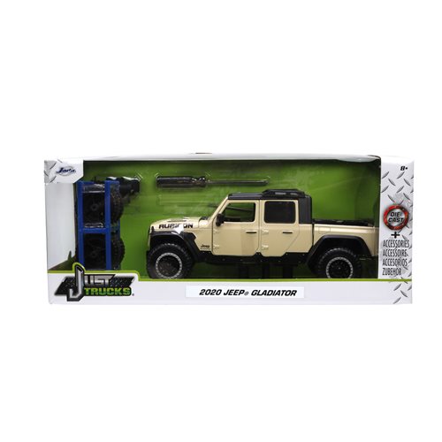 Just Trucks 2020 Jeep Gladiator Tan 1:24 Scale Die-Cast Metal Vehicle with Tire Rack
