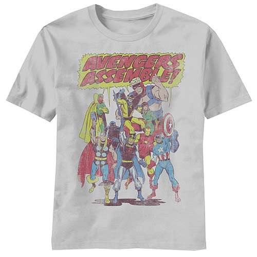 Avengers Team Avengers Distressed White T-Shirt