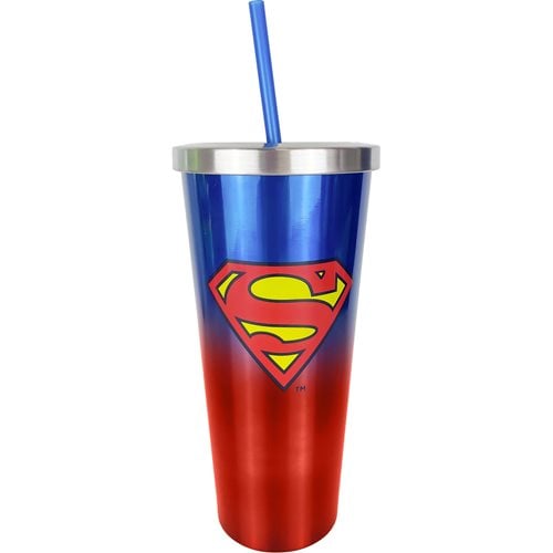 Superman 24 oz. Stainless Steel Cup with Straw