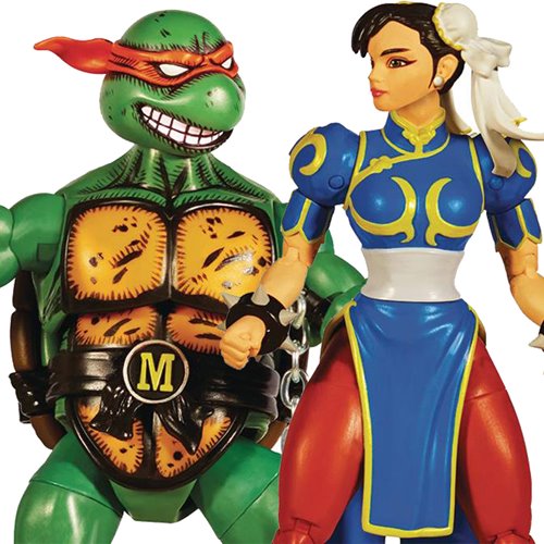 Teenage Mutant Ninja Turtles x Street Fighter Michelangelo vs. Chun-Li Action Figure 2-Pack