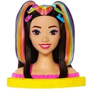 Barbie Totally Hair Neon Rainbow Deluxe Styling Head with Black Hair