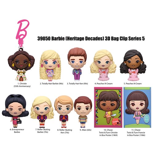 Barbie Series 5 3D Foam Bag Clip Random 6-Pack