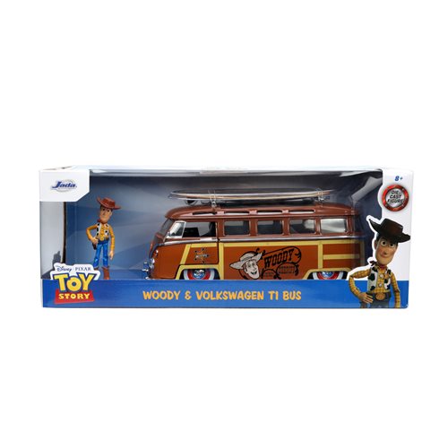 Toy Story Volkswagen Surf Bus 1:24 Scale Die-Cast Metal Vehicle with Woody Figure