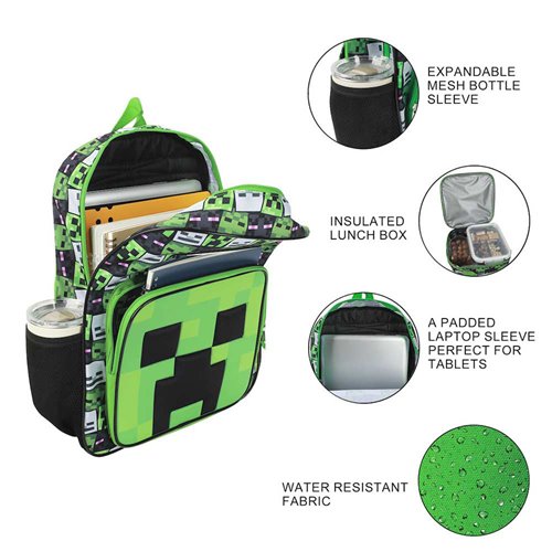 Minecraft Creeper Youth Backpack Set