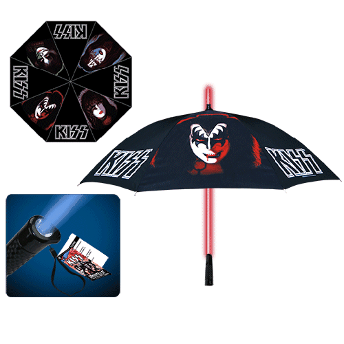 KISS Retro Umbrella with Light-Up Tube and Flashlight Handle