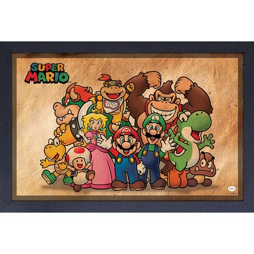 Super Mario Bros. Old Paper Framed Art Print