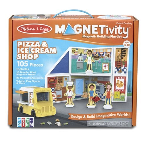Magnetivity Pizza and Ice Cream Shop Magnetic Building Play Set