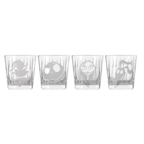 Nightmare Before Christmas Character Gate Etched 9 oz. Rock Glass Set of 4