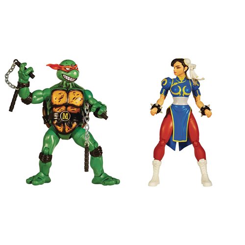 Teenage Mutant Ninja Turtles x Street Fighter Michelangelo vs. Chun-Li Action Figure 2-Pack