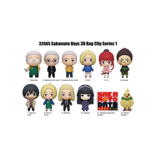 Sakamoto Days 3D Foam Bag Clip Display Case of 24