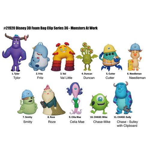 Monsters, Inc.: Monsters at Work 3D Foam Bag Clip Display Case of 24