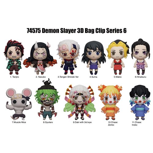 Demon Slayer Series 6 3D Foam Bag Clip Random 6-Pack