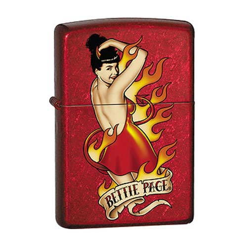 Bettie Page Devil Tattoo Candy Apple Red Zippo Lighter.