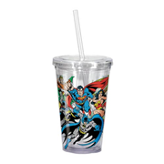 DC Comics Superheroes 16 oz. Acrylic Travel Cup with Straw
