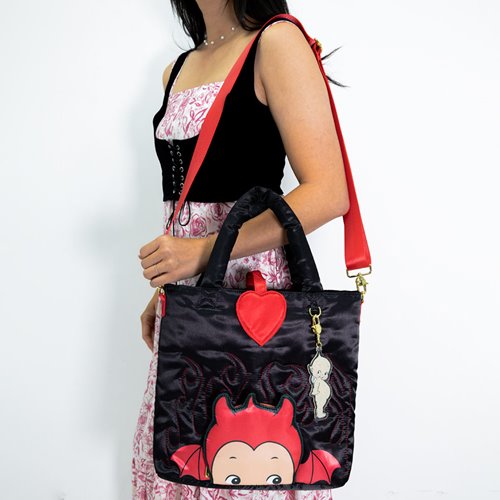 Kewpie Devil Puffy Tote Bag with Angel Acrylic Charm