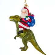 Noble Gems Santa Claus Sitting on Dinosaur 5-Inch Ornament