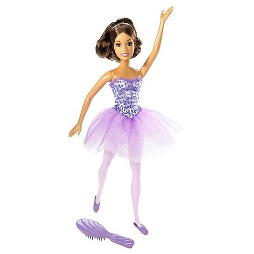 Barbie Ballerina Doll in Purple Removable Tutu with Black Hair in Top Knot,  Brown Eyes, Ballet Arms & Sculpted Toe Shoes