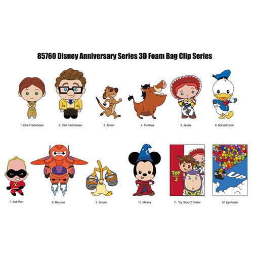 Disney Characters Series 57 3D Foam Bag Clip Display Case of 24