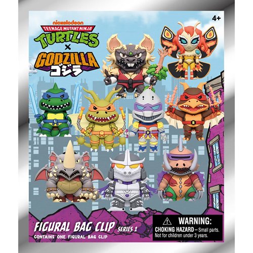 Teenage Mutant Ninja Turtles x Godzilla 3D Foam Bag Clip Random 6-Pack
