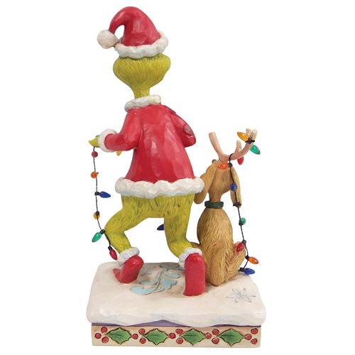 Dr. Seuss The Grinch and Max Wrapped in Lights by Jim Shore Statue