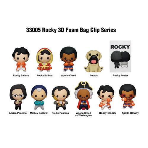 Rocky 3D Foam Bag Clip Display Case of 24