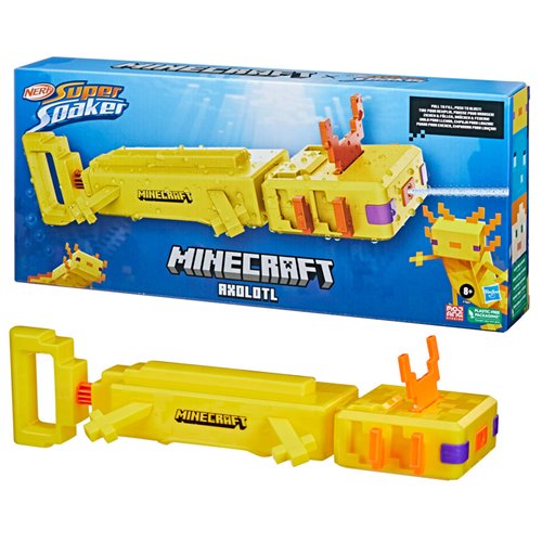 Minecraft Nerf Super Soaker Axolotl Water Blaster