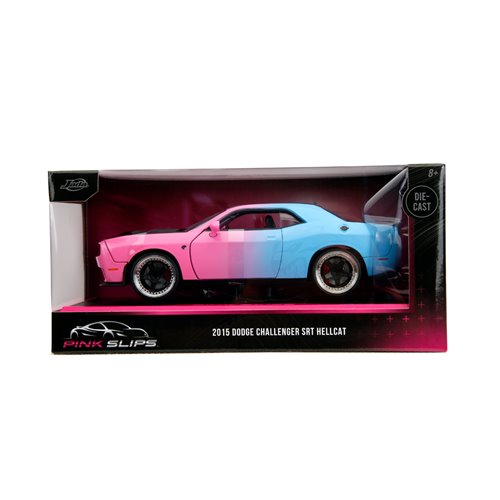 Pink Slips 2015 Dodge Challenger SRT Hellcat Pink and Blue Gradient 1:24 Scale Die-Cast Metal Vehicl