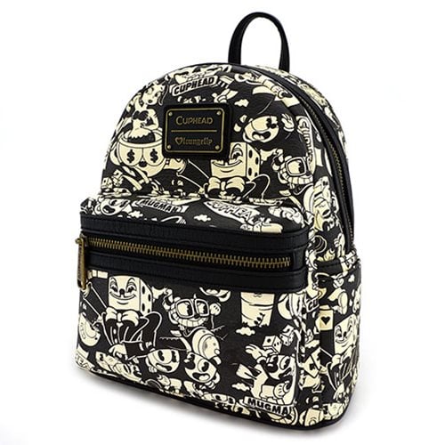 Cuphead Black and White Print Mini Backpack