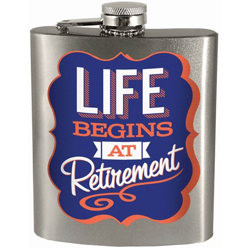 Life Begins At Retirement Hip Flask