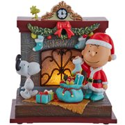 Peanuts Charlie Brown and Snoopy Light-Up Fireplace 7-Inch Musical Table Piece