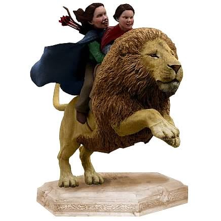 Chronicles of Narnia Girls on Aslan Statue