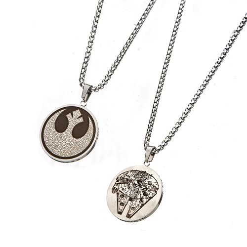 Star Wars Reversible Rebel Symbol & Millenium Falcon Necklace
