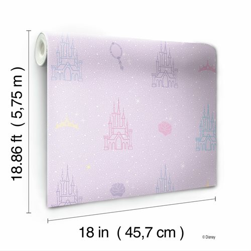 Disney Princesses Castle Purple Peel and Stick Wallpaper