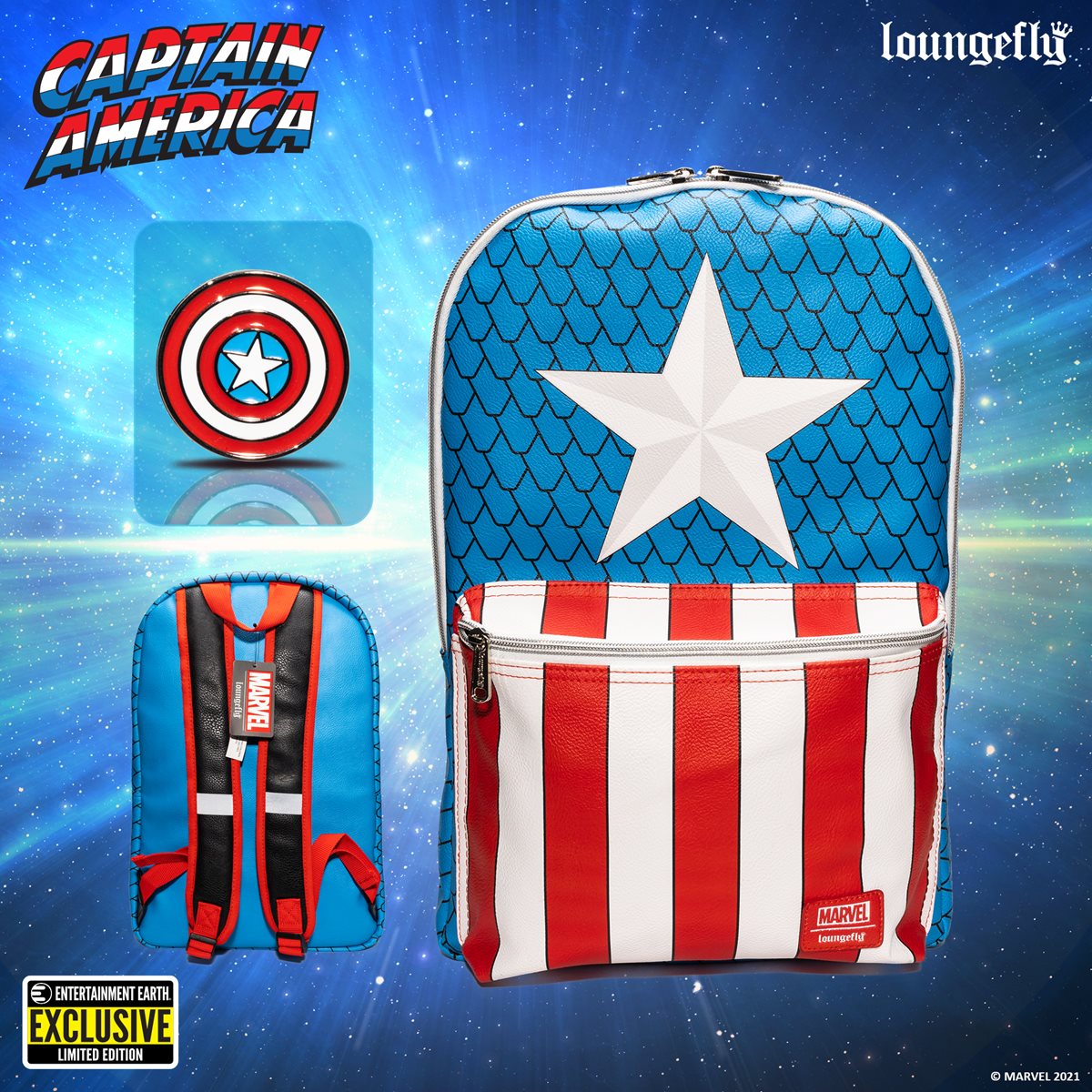 Loungefly: Marvel Avengers - Captain America 3 Collectors Pin,   Exclusive,Multicolor,MVPN0142