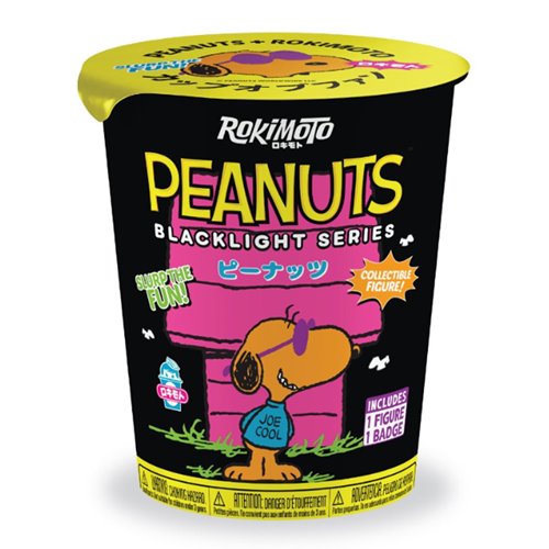 Peanuts Black Light Rokimoto Cup Vinyl Figure Display Case of 6