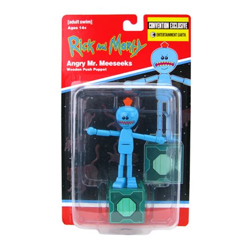 Rick and Morty Angry Mr. Meeseeks Wooden Push Puppet - Convention Exclusive