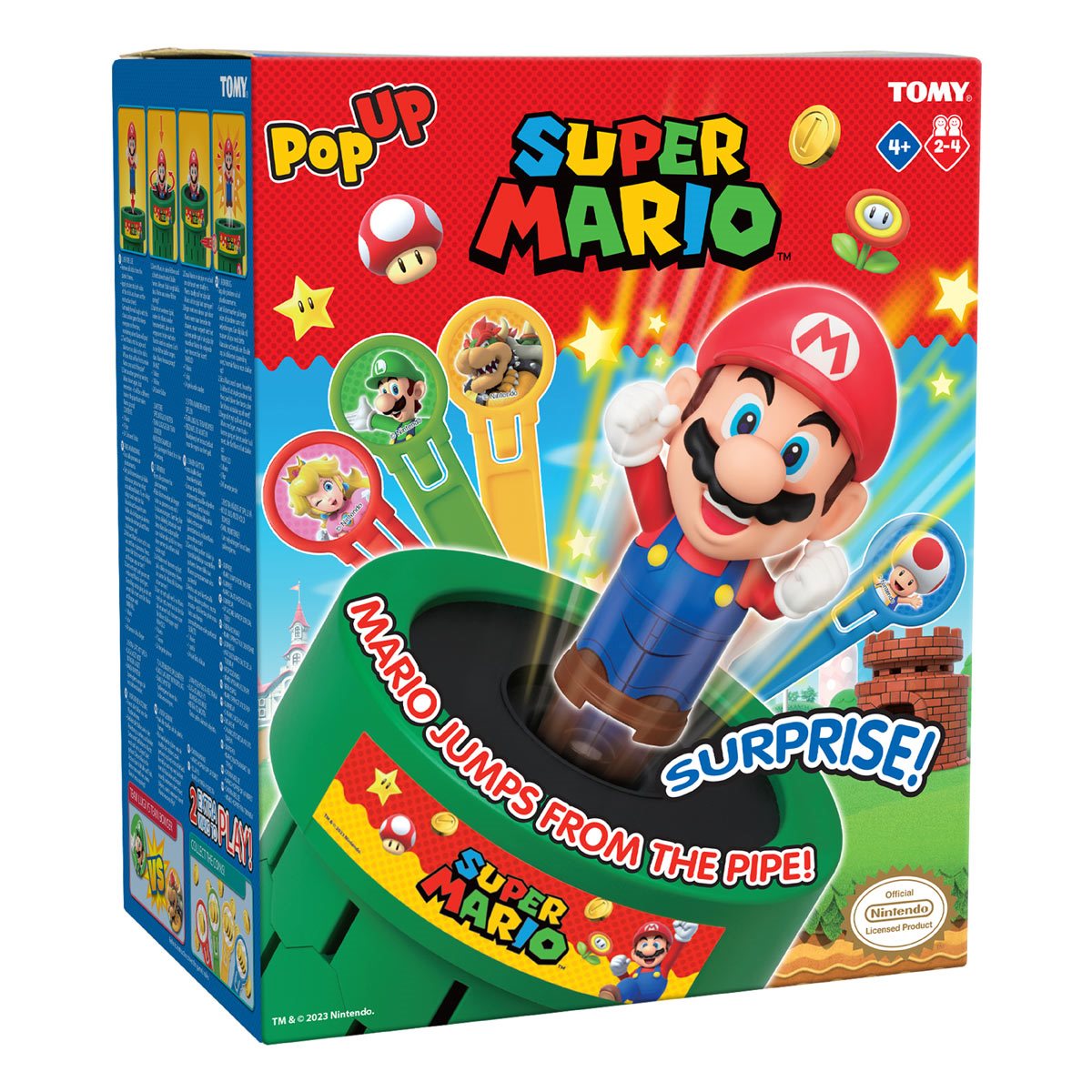 Super Mario Spring-Loaded Pop-Ups, Red/Yellow/Green, 6-pk