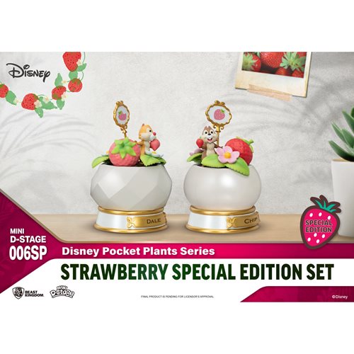 Disney Pocket Plants Series Chip and Dale Strawberry Special Edition MDS-006SP Mini D-Stage Statue 2