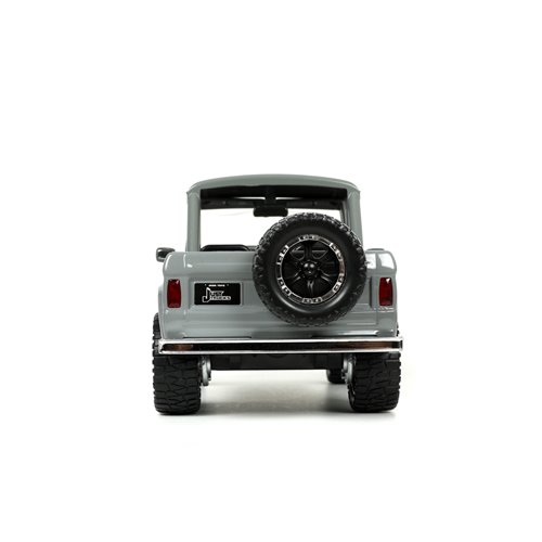 Just Trucks 1973 Ford Bronco Gray 1:24 Scale Die-Cast Metal Vehicle with Tire Rack