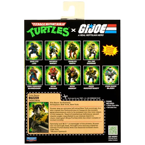 TMNT x G.I. Joe Rocksteady Dreadlock Buzzer Action Figure