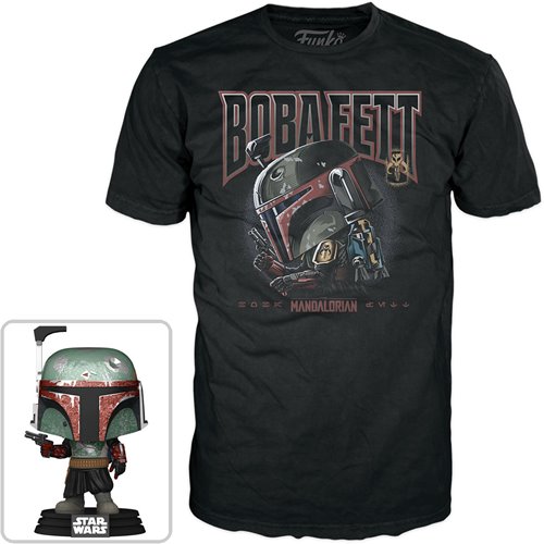 Star Wars: The Mandalorian Boba Fett Pop! Vinyl Figure and Adult Black Pop! T-Shirt 2-Pack
