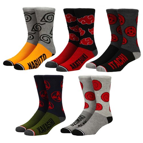 Naruto Split Color Crew Socks Set of 5