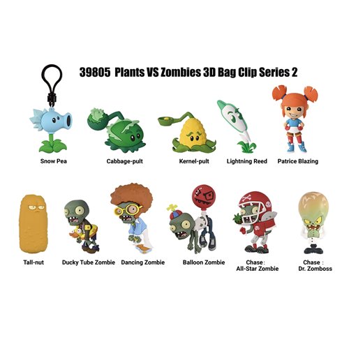 Plants vs. Zombies Series 2 3D Foam Bag Clip Random 6-Pack